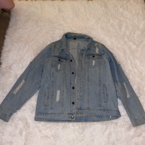 Blue ripped jean jacket - Picture 1 of 3
